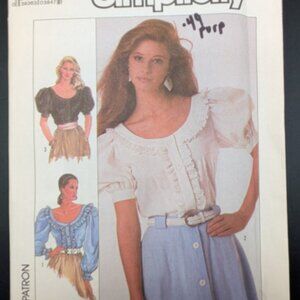 Vtg Simplicity Sewing Pattern 8498 Size 16 18 20 Uncut Blouse Top 10 Pieces 1988